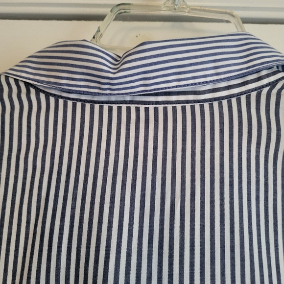 Free People Striped Button down shirt 2 toned blue white size L Coastal - Picture 8 of 12